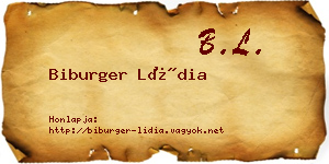Biburger Lídia névjegykártya